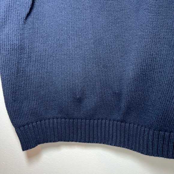Nautica Mens Sweater Navy Blue 90s Stripe Heavy Embroidered Y2K Vintage Sz Large - Picture 5 of 11